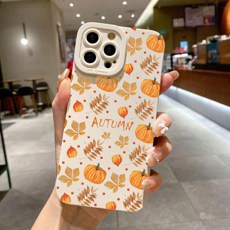 Phone Cases Xiaomi 15 - Casing Ponsel Desain Pola Labu Daun